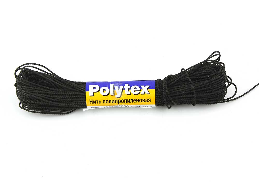 Нить Polytex, 210 den/33 (1,40мм), тест 40кг, моток 20м, черная