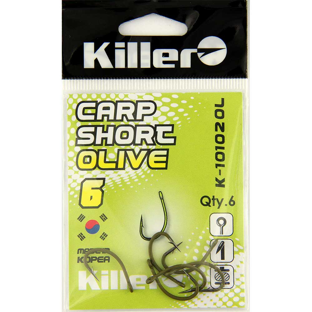 Крючки Killer CARP SHORT OLIVE №6  (10102 OL)