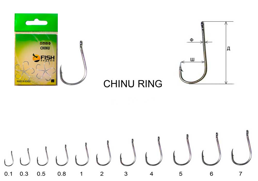 Крючок FISH CHINU-RING №4 с ушком, покрытие BN (10шт)