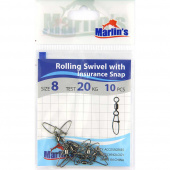 Карабин с вертлюгом  "Marlin's" SH2006-008 Rolling Swivels with Insurance Snap уп. 10шт. SH2006-008