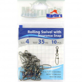 Карабин с вертлюгом "Marlin's" SH2006-004 Rolling Swivels with Insurance Snap уп. 10шт. SH2006-004
