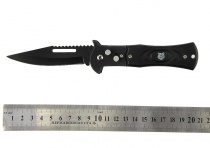 Нож скл.К-890 черный мет.рис на пояс 
