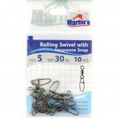 Карабин с вертлюгом "Marlin's" SH2006-005 Rolling Swivels with Insurance Snap уп. 10шт. SH2006-005
