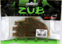 Приманка ZUB-LARVA 100мм-4шт, (цвет 911) машинное масло с блестками