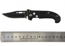 Нож скл. F228 (16см) черный мет.рис на пояс 